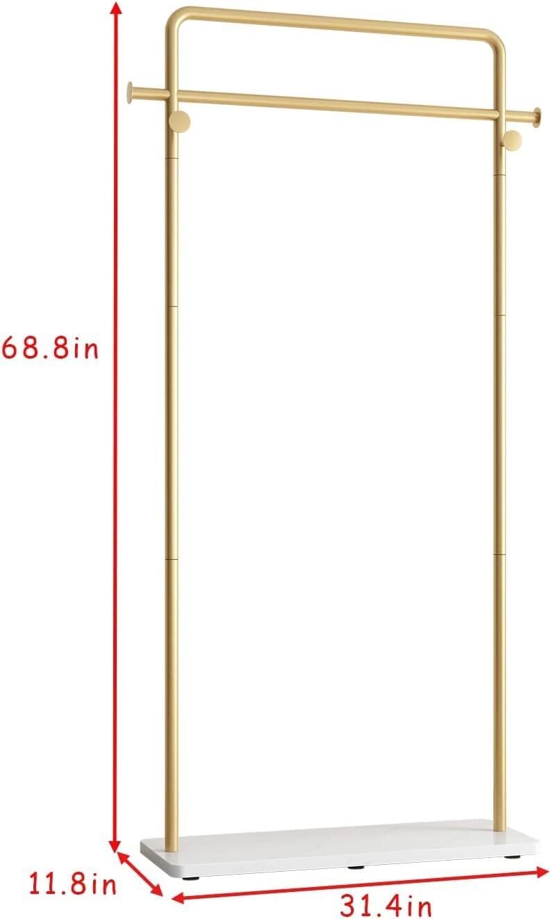 Coat Shelf Coat Rack Stand Iron Coat Rack With Marble Base Free-Standing Garment Rack For Hanging Clothes Coat Rack Clothes Rack Clothing Rack Coat Holder Coat Hat Rack ( Color : Gold+white , Size : 8
