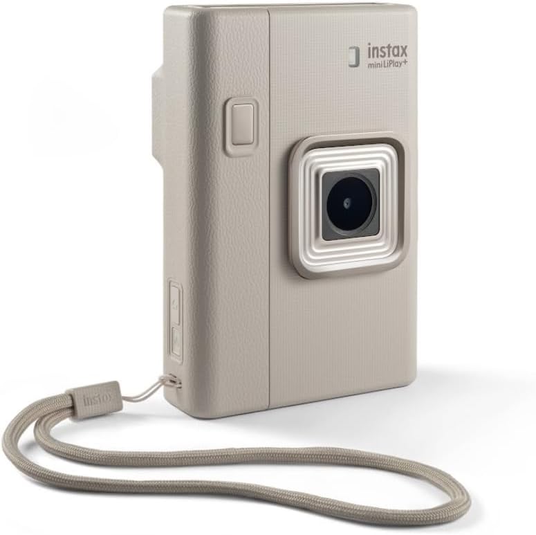 FUJIFILM instax mini LiPlay+ (Sand Beige) Hybrid Instant Camera Bundle with 20 Exposures Instant Film + Instax Mini Album, Borders, Stickers & Clips + Microfiber Cleaning Cloth (4 Items)