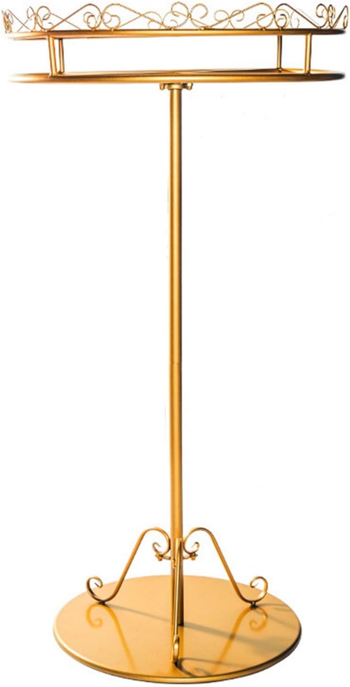 Portable Round Clothing Rack Retail Display Racks, Floor-standing Garment Rack for Hanging Clothes, Metal Clothes Racks Shelf with Retail Display Table, Gold