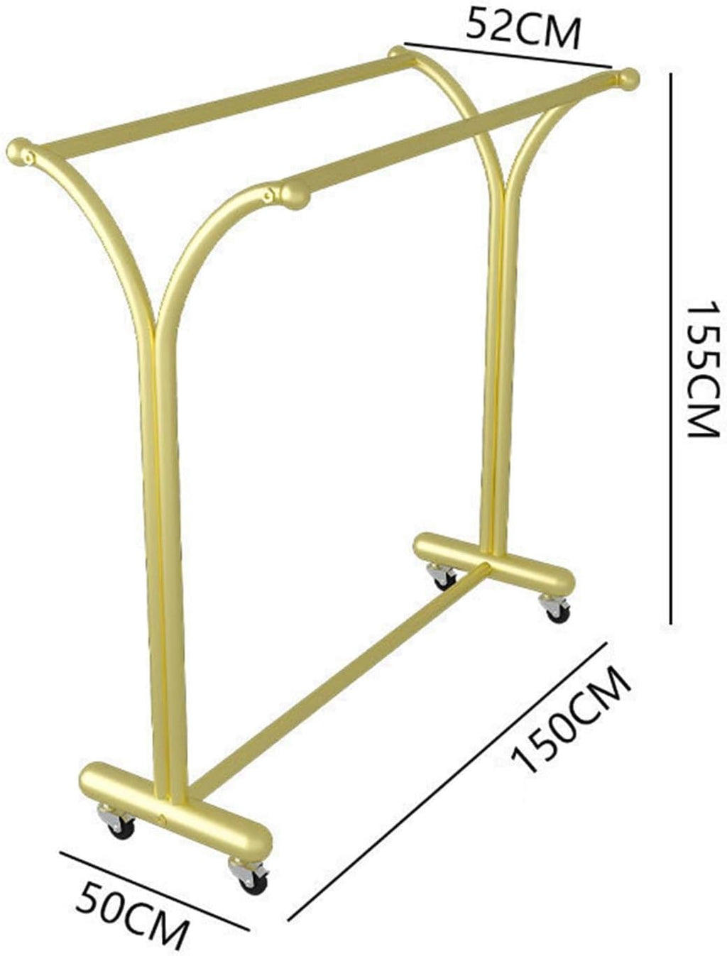 Floor Standing Metal Garment Rack for Hanging Clothes, Large Heavy Retail Display Racks w/Wheels, Commercial Clothing Rack, Merchandise Display Rack, Gold