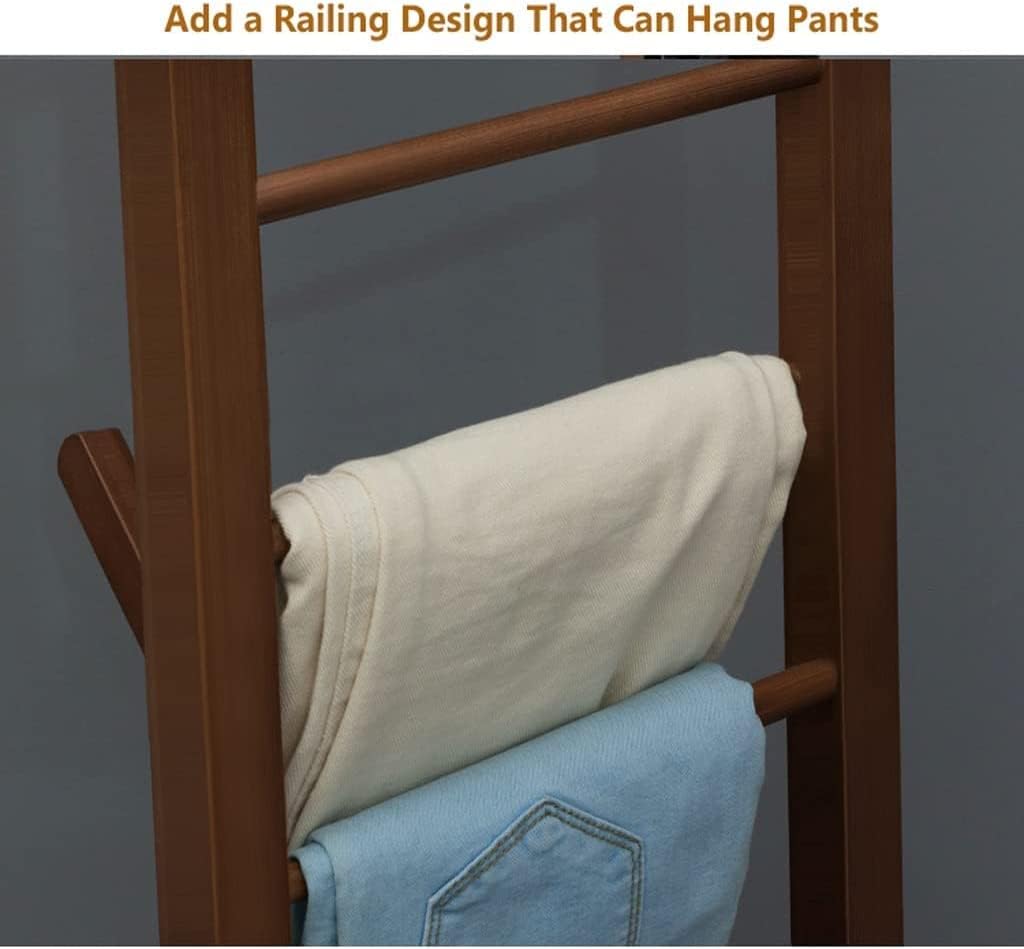 Coat Rack, Bamboo Corner Coat Rack Coat Stand Hall Coat Trees Free Standing Garment Rack with Shelves and Hanger Hooks for Entryway
