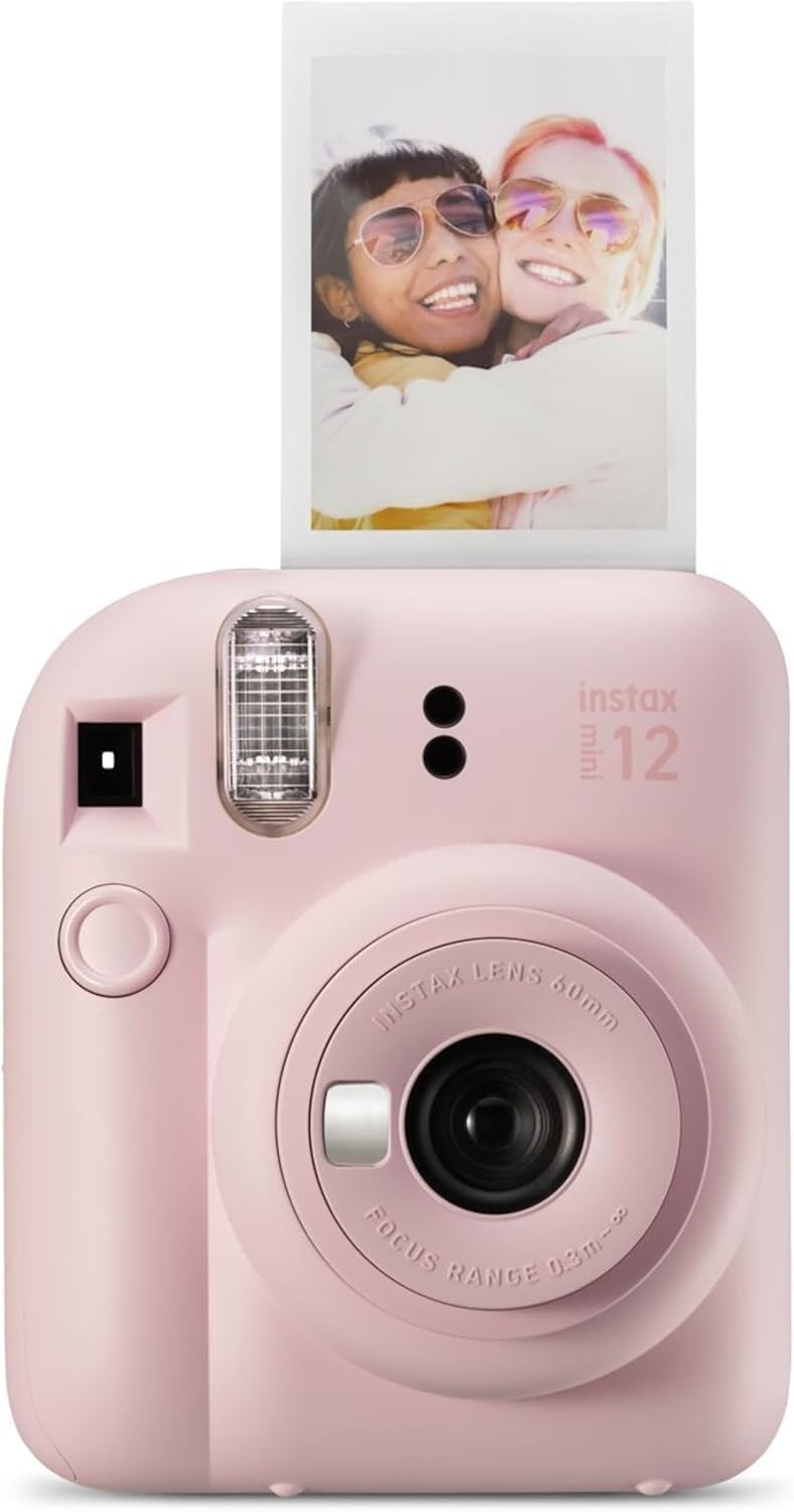 Fujifilm Instax Mini 12 Camera with Fujifilm Instant Mini Film and PixiBytes Microfiber Cleaning Cloth... (Blossom Pink, Camera + 2 Twin Pack)