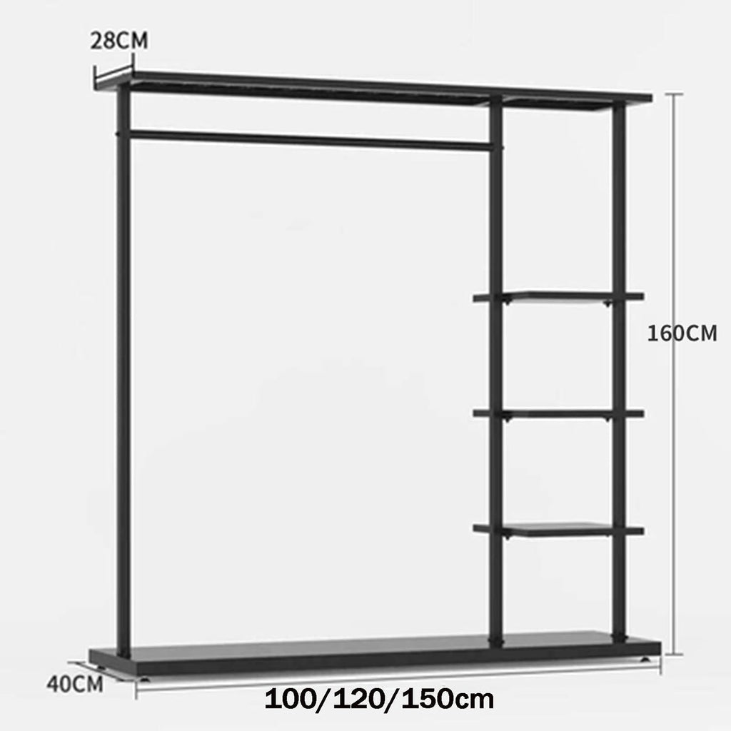 Garment Rack Freestanding Wardrobe Closet With 5 Shelves, Commercial Heavy Duty Clothing Rack For Hanging Clothes, Portable Metal Closet Organizer For Bedroom, Easy To Assemble, Bla(Size:100X40X160CM)