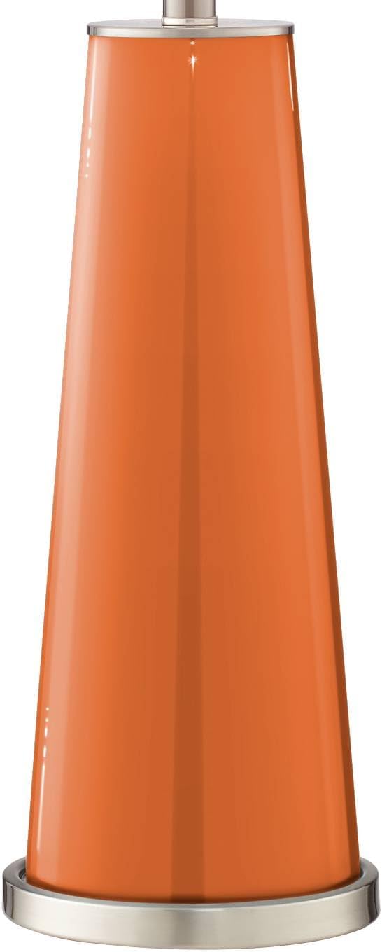 Color + Plus Leo Modern Table Lamps 29 1/2' Tall Set of 2 Celosia Orange Glass Tapered Column Plain White Drum Shade Decor for Bedroom Living Room House Home Bedside Nightstand Office Family