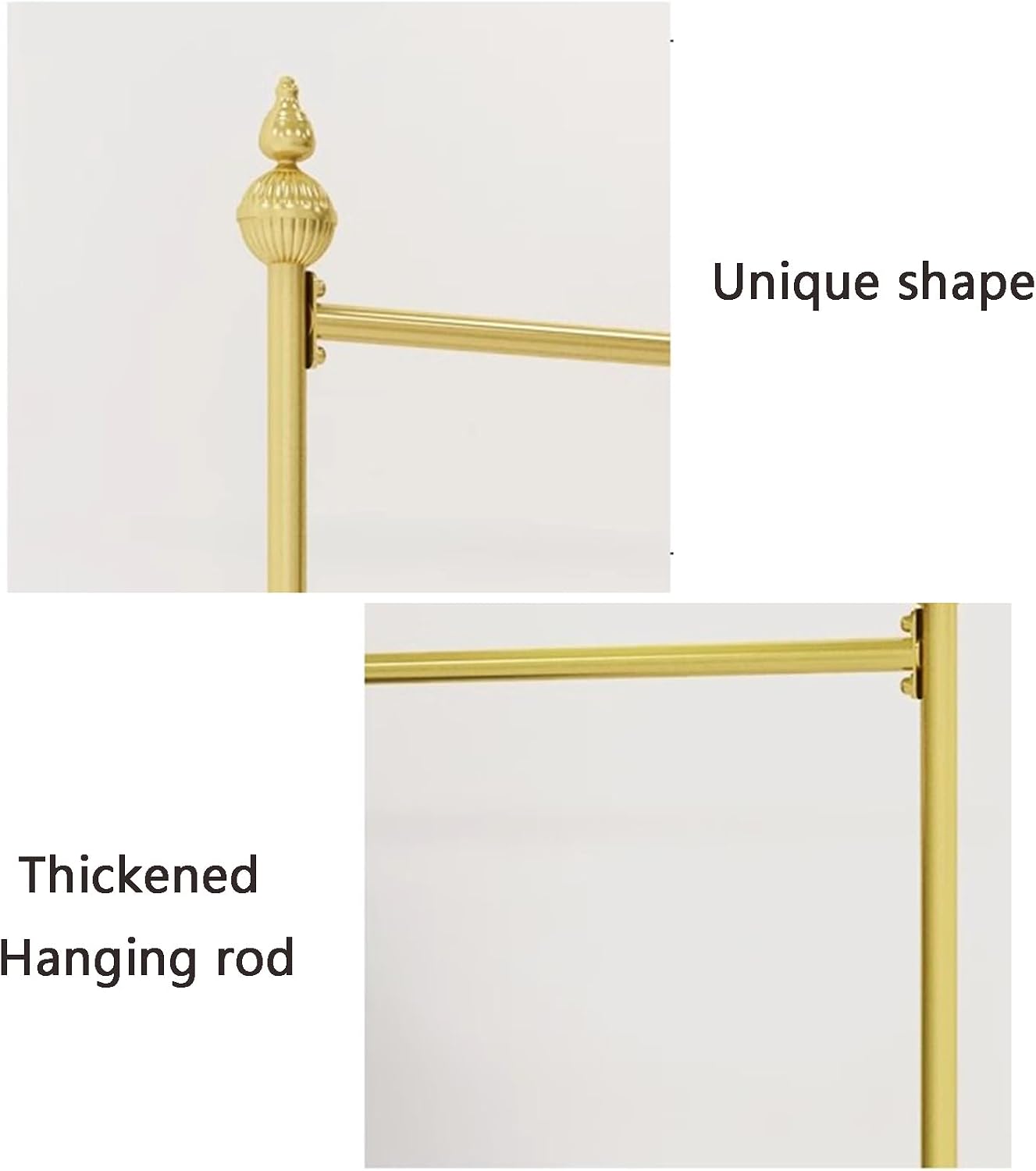 Garment Rack Clothing Rack for Hanging Clothes Gold Metal Clothes Rail for Bedroom Freestanding Single Rod Coat Rack Clothing Store Display Rack(100X40X165CM)