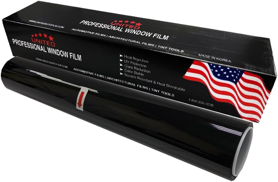 United Universal Black Window Tint Film 20' x 100', 3 Rolls - 20% VLT 1Ply Dyed PET Car Tint Roll, Deep Black Privacy Film with 99% UV Block, Heat & Glare Control for Car, Truck, SUV & Home