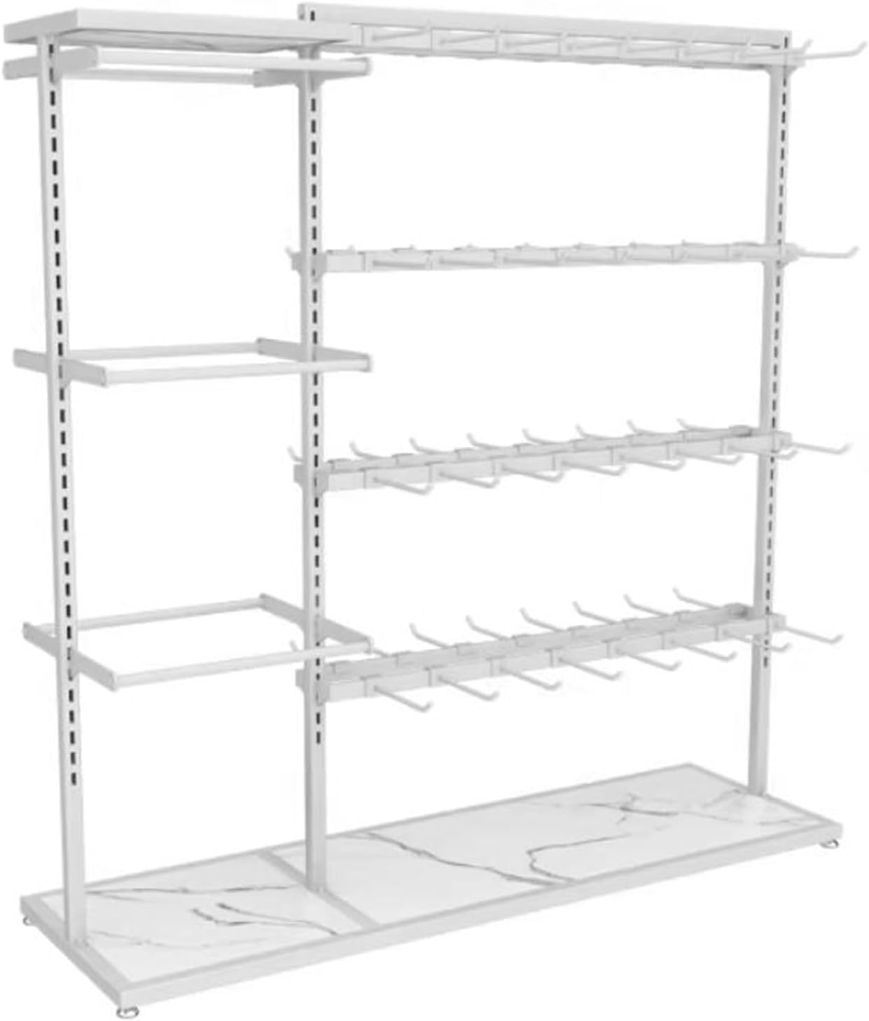 Retail Displays & Racks Clothing Store Underwear Shelf, Floor Standing Multi-layer Adjustable, Various Types of Socks, Boxed, Island Rack for Hanging Clothes(White)