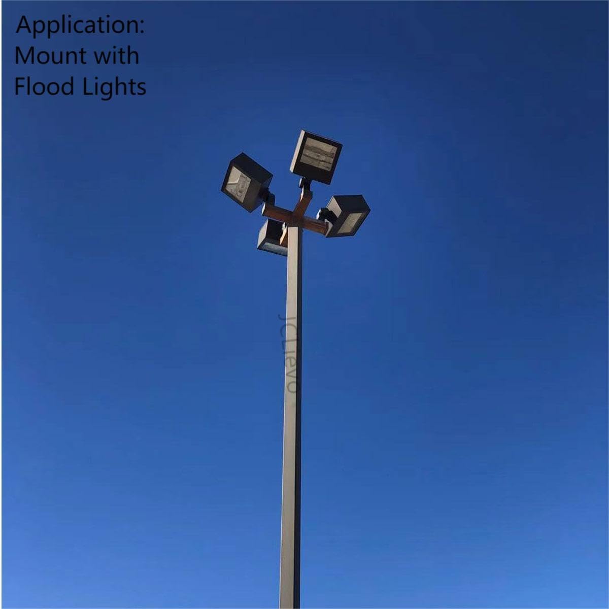 Quad 90 Degree Bull Horn Tenon with 4 Tenons,Bronze Low Profile Bullhorn Light Pole Brackets,Top Tenons Fits with 2 3/8' Slip Fit Mount,Powder Coated Finish