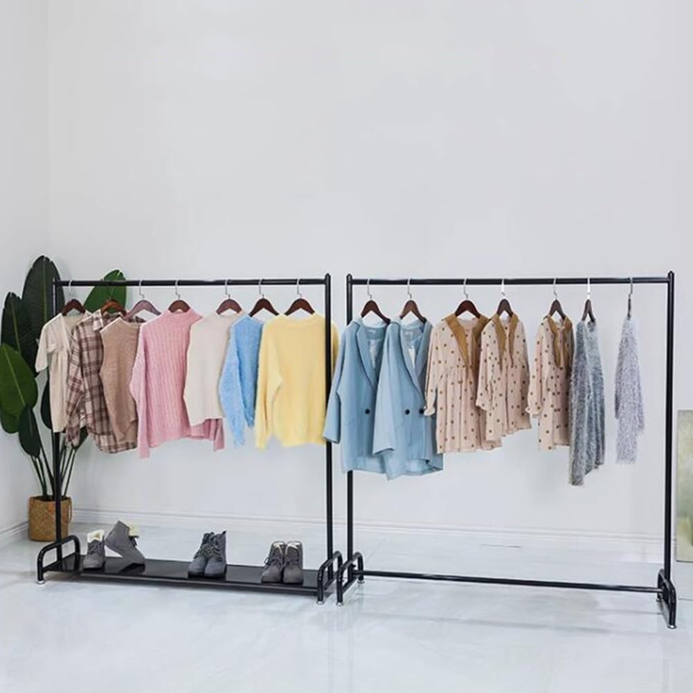 Clothing Rack, Floor Standing Heavy Duty Metal Garment Racks, Clothes Rack Display Stand with Wheels, for Boutique Shops Retail Stores and Home Storage,Black-a-100x40x135cm
