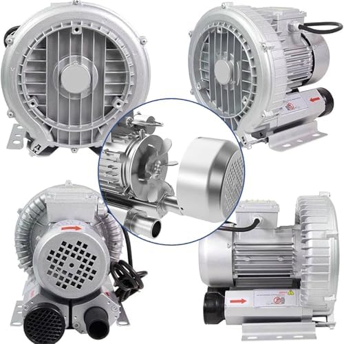 Industrial Vortex Ring Blower, Regenerative Air Blower with Dust Filter & Aluminum Impeller, 120W-1100W, 2980RPM, Max Air Volume 210m³/H for Aquaculture, 370W/0.5HP