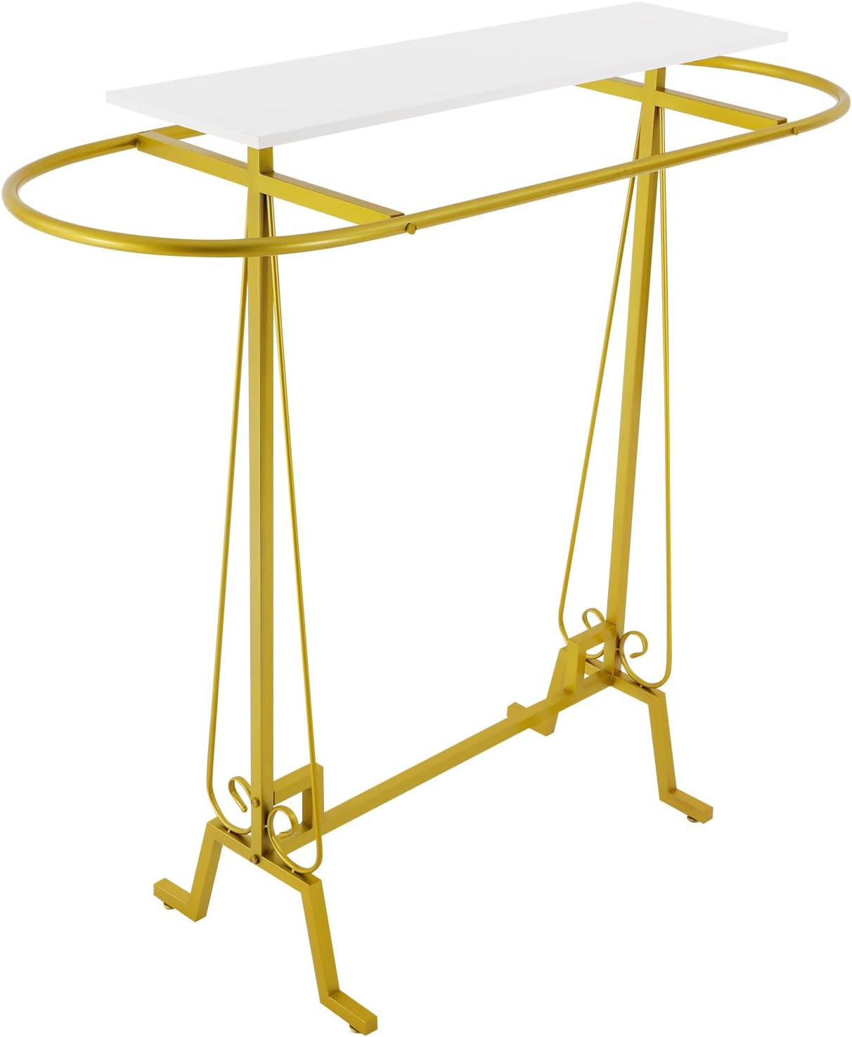 Gold Modern Clothing Display Stand Heavy Duty Commercial Clothes Hanging Rack, 110 lbs Freestanding Garment Rack with Shelf for Store, Boutique, Home