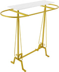 Round Clothing Hanging Rack, Oval Iron Garment Display Retail Rack with Top Storage Shelf, Retail Display Stand for Hanging And Displaying Various Clothes,Scarves(Gold)