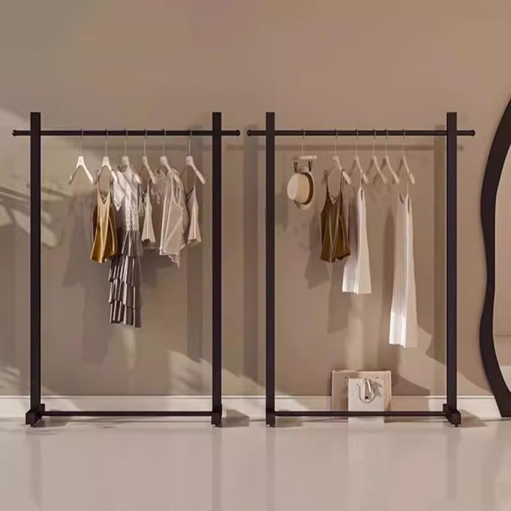Rygcrud Freestanding Metal Iron Clothing Coat Racks, Heavy Duty Garment Rack - Hanging Clothes Organizer Rail for Display and Storage, Hallway, Entryway(100x40x155cm)