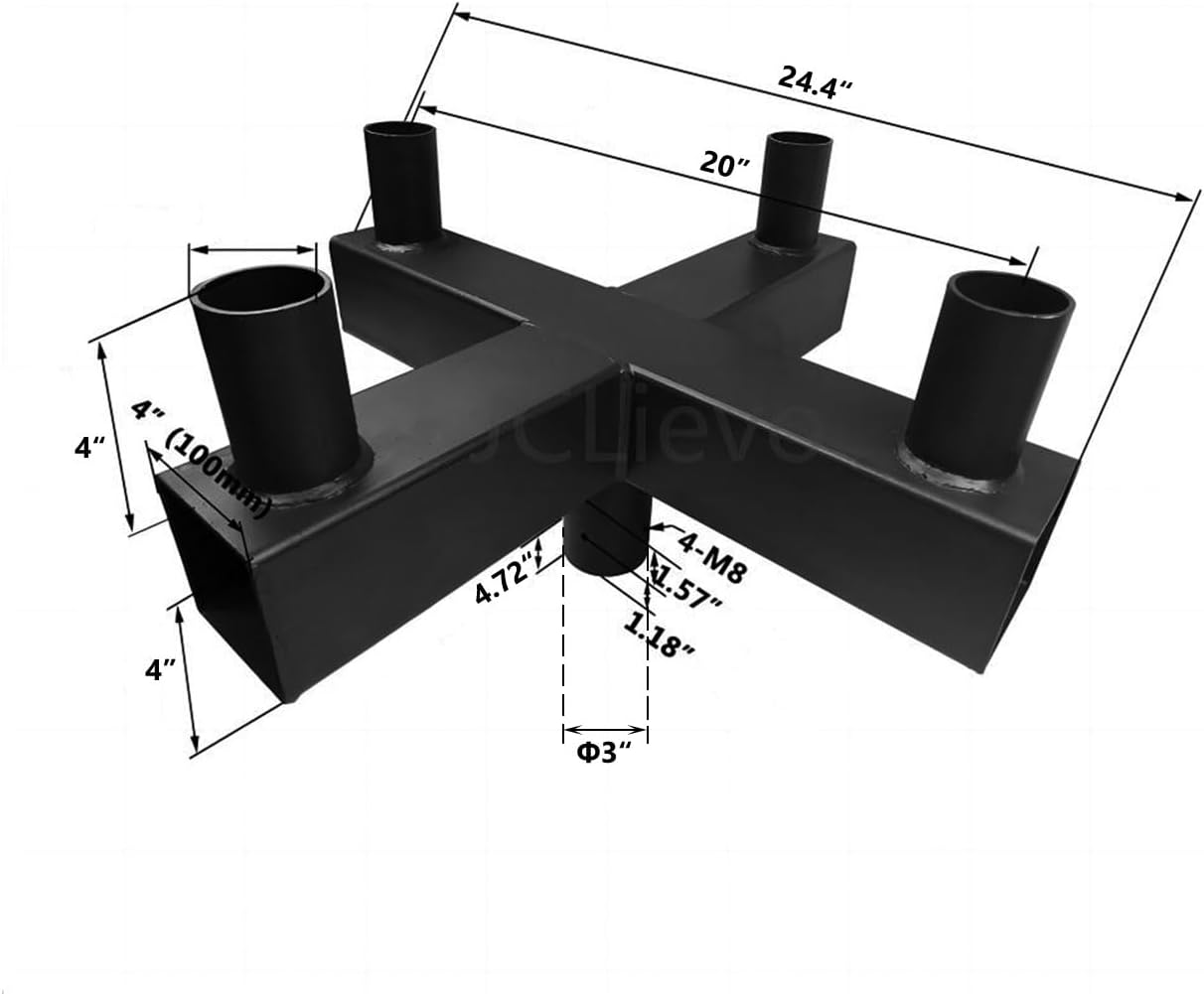 Quad 90 Degree Bull Horn Tenon with 4 Tenons,Bronze Low Profile Bullhorn Light Pole Brackets,Top Tenons Fits with 2 3/8' Slip Fit Mount,Powder Coated Finish