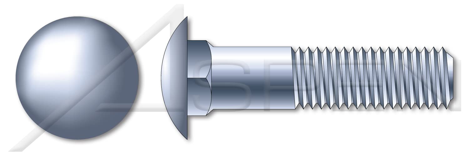 (200 pcs) M10-1.5 X 20mm, DIN 603 / ISO 8677, Metric, Carriage Bolts, Round Head, Square Neck, Class 4.6 Steel, Zinc