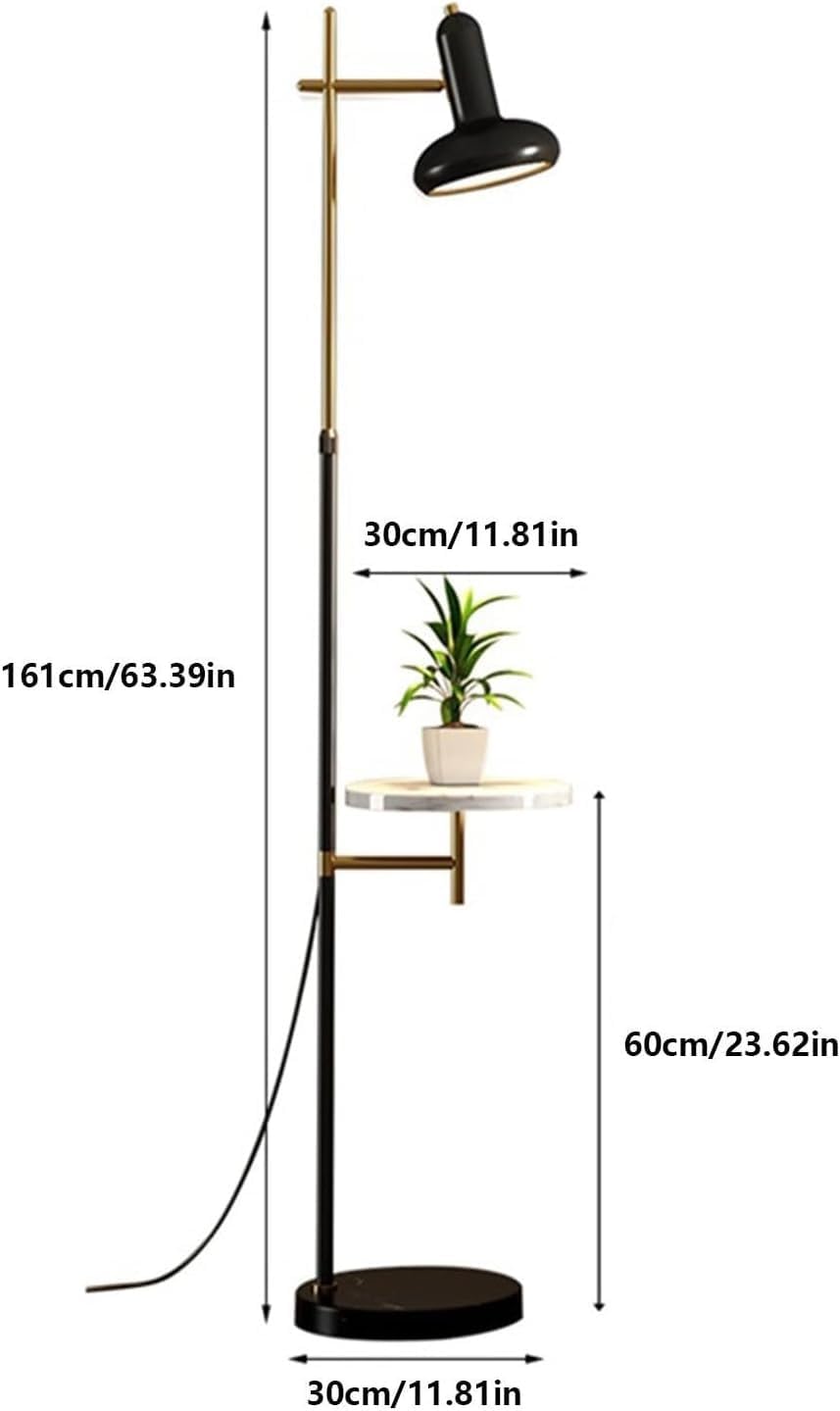 Floor Lamp Contemporary Modern Creative with Table, Metal with Marble Tray, for Office, Cafe, Living Room Bedroom