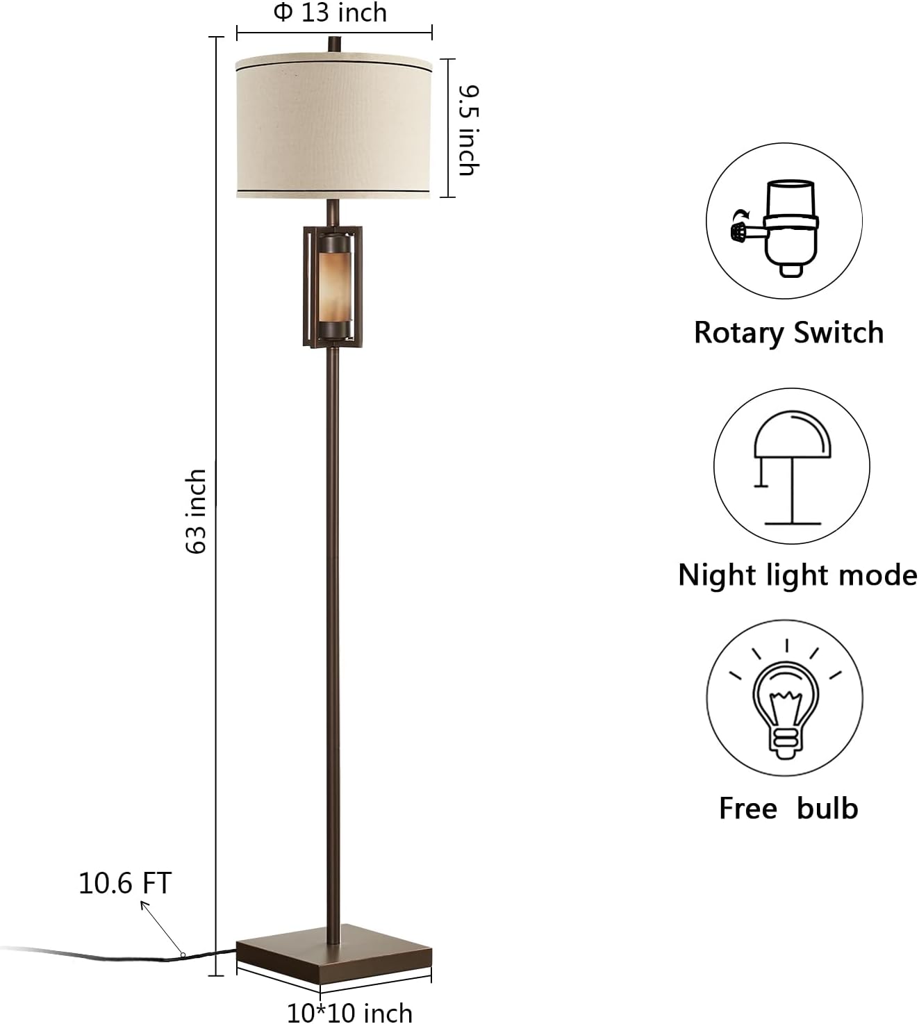 New - Same Matching Floor Lamp - 63'' Floor Lamp & 25'' Table Lamp Set of 2