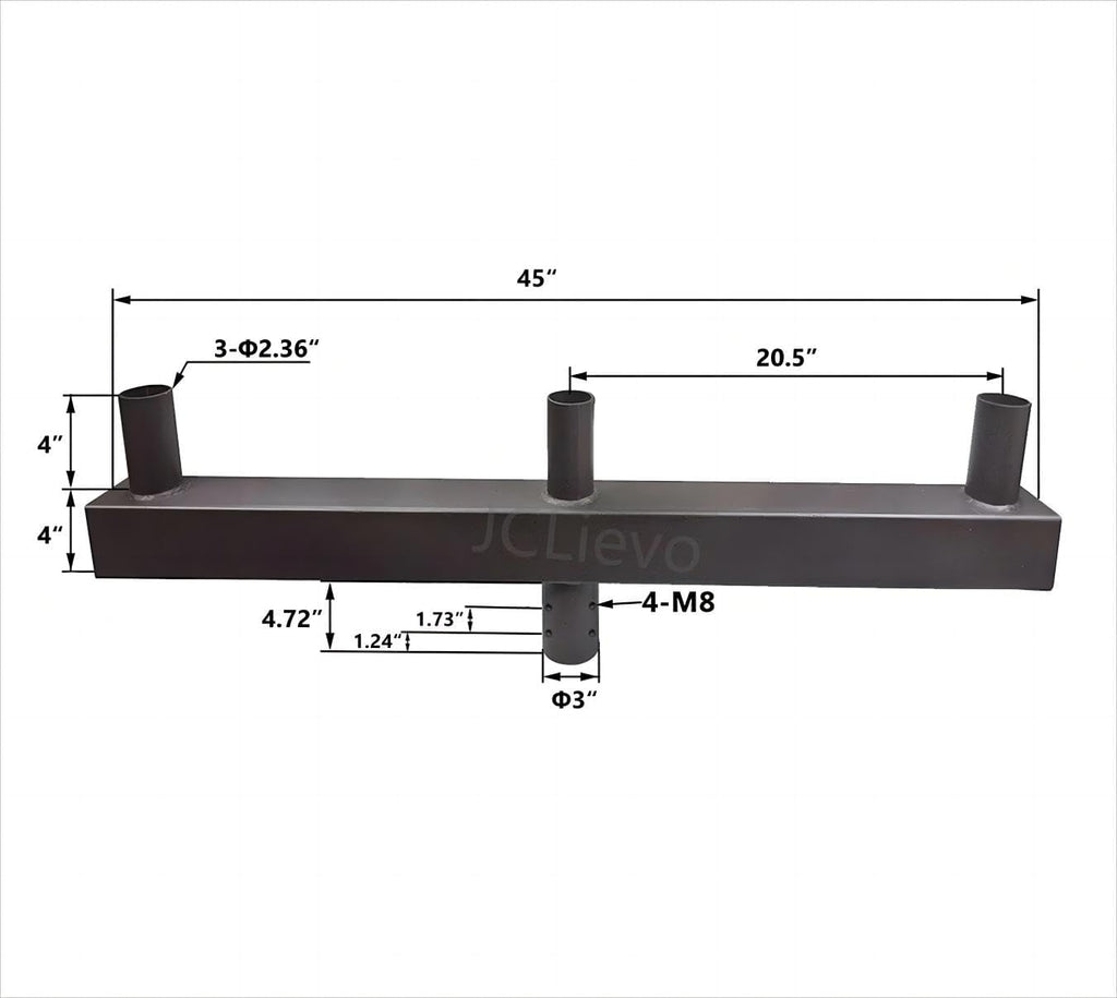 Bullhorn Mounting Bracket with 3 Tenons Inline,Top Adapter Tenon Fits with 2 3/8' Slip Fitter LED Shoebox Parking Light,Bronze&Powder Coated Finish Bullhorn Light Pole Brackets