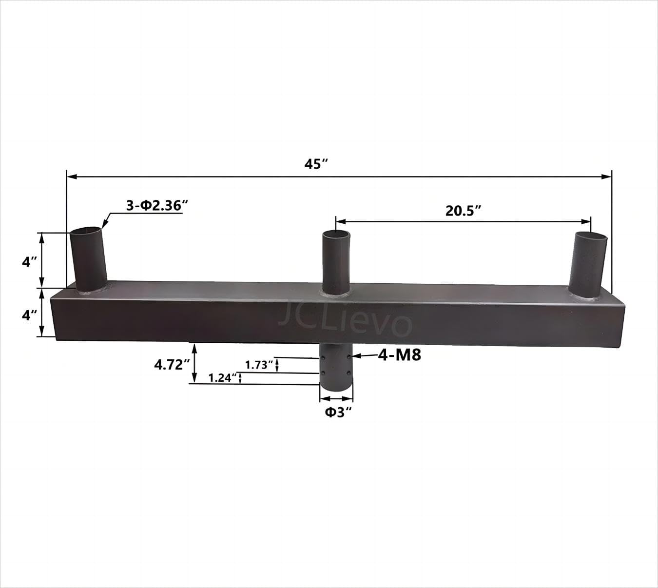 Bullhorn Mounting Bracket with 3 Tenons Inline,Top Adapter Tenon Fits with 2 3/8' Slip Fitter LED Shoebox Parking Light,Bronze&Powder Coated Finish Bullhorn Light Pole Brackets
