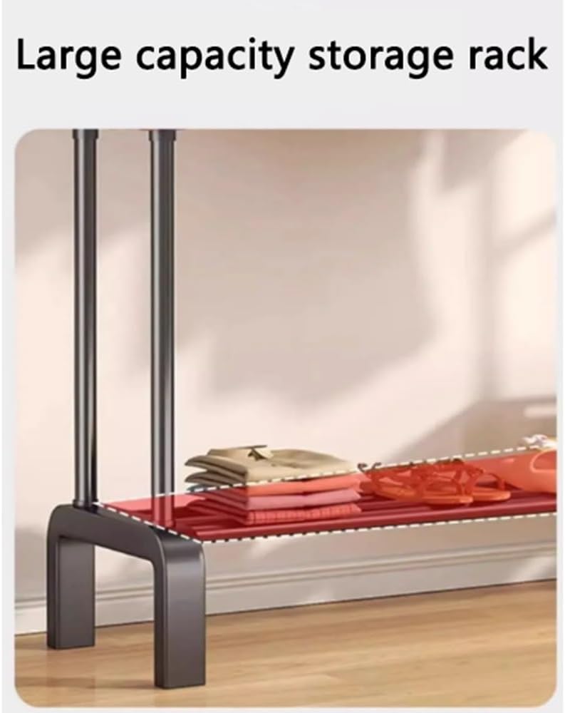 Clothes Rack, Clothes Rack Floor-Standing Bedroom Clothes Rack, Hanging Rack, Drying Rack, Balcony Storage Rack Coat Rack, Double Pole Drying Rack(110cm)