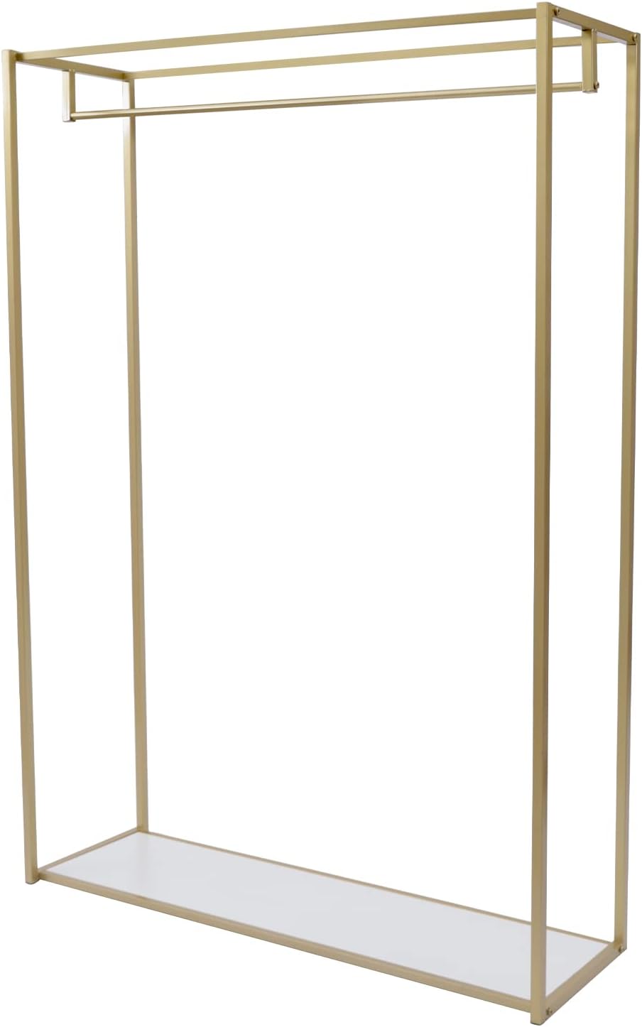 Heavy Duty Gold Clothing Rack with Shelves for Hanging Clothing Wedding Dress Retail Studio Display Stand Metal Freestanding Garment Rack for Shoes, Bags, Retail Studio, Wedding Dress 47.2x15.8x66.9in