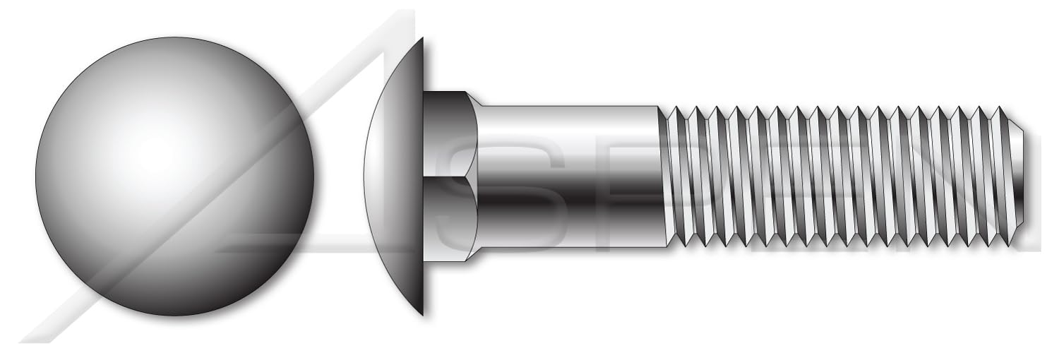 (1200 pcs) 1/4'-20 X 3, Carriage Bolts, Round Head, Square Neck, 316 Stainless Steel