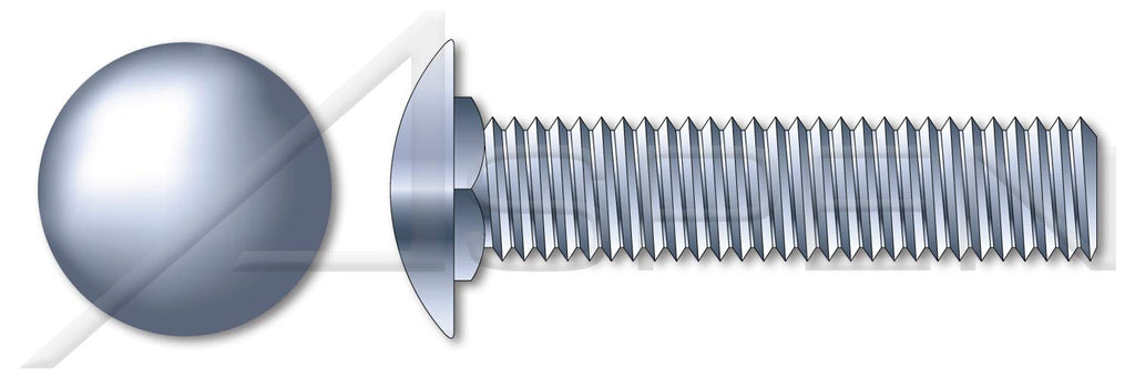 (2000 pcs) 1/4'-20 X 5/8', Carriage Bolts, Round Head, Short Square Neck, Full Thread, A307 Steel, Zinc