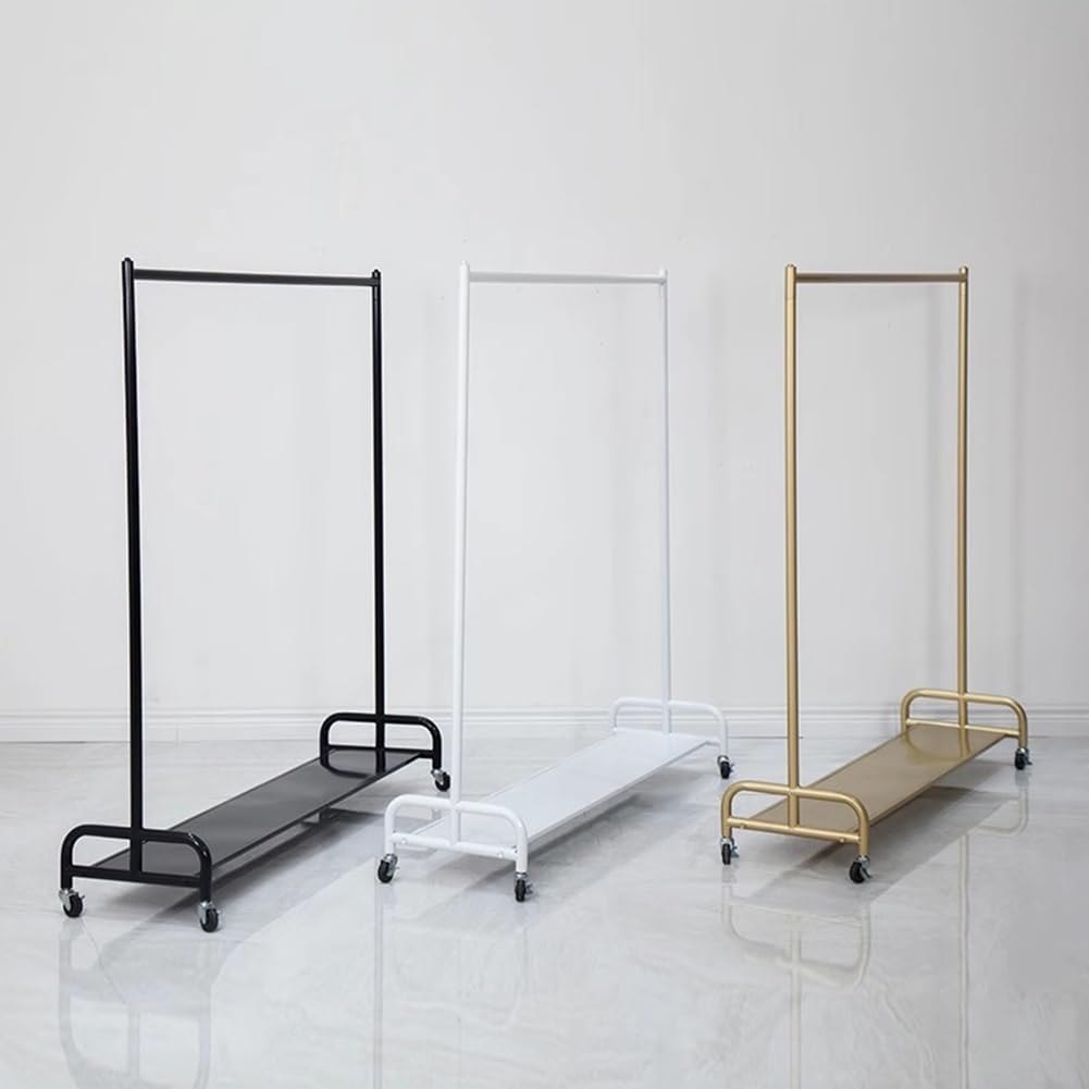 Clothing Rack, Floor Standing Heavy Duty Metal Garment Racks, Clothes Rack Display Stand with Wheels, for Boutique Shops Retail Stores and Home Storage,Black-b-100x40x135cm