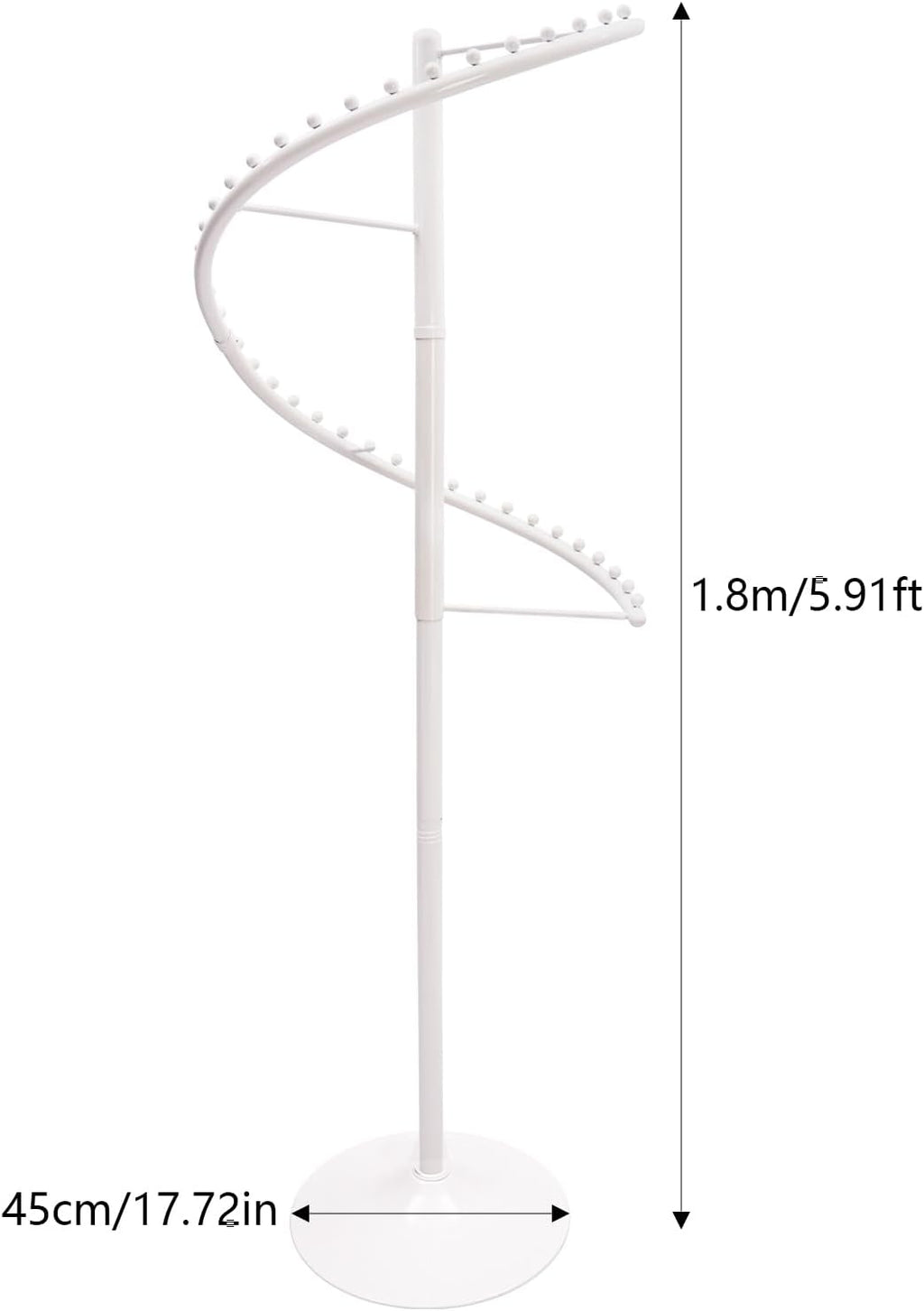 Rotating Clothing Rack 360° Spiral Clothing Rack Floor Standing Spiral Rotating Garment Racks Retail Clothes Display Stand for Bedrooms, Laundry Rooms, Retail Stores (5.91ft, White)