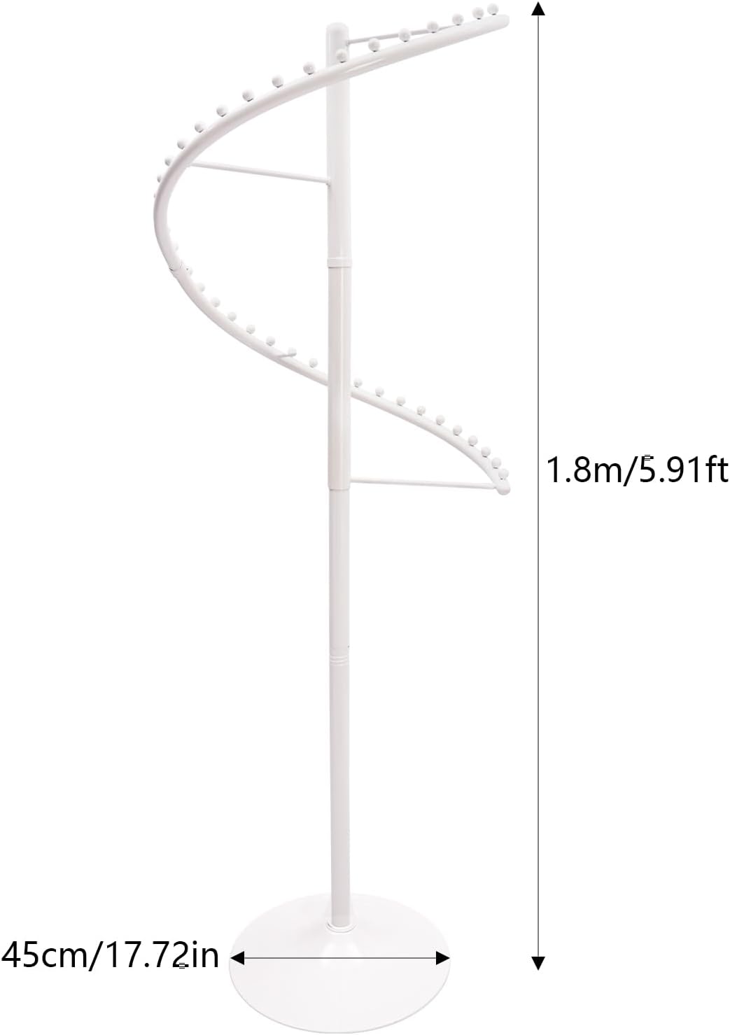Rotating Clothing Rack 360° Spiral Clothing Rack Floor Standing Spiral Rotating Garment Racks Retail Clothes Display Stand for Bedrooms, Laundry Rooms, Retail Stores (5.91ft, White)