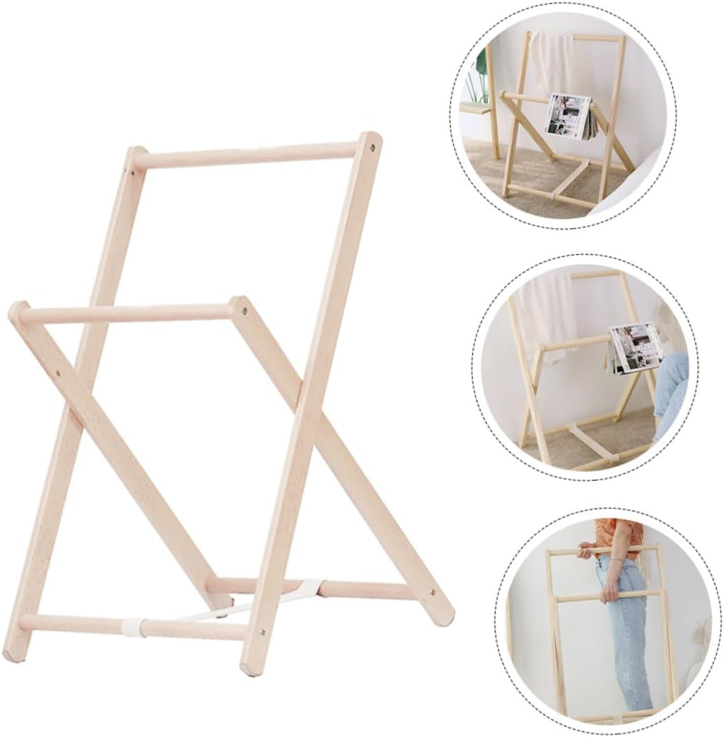 FOMIYES Wood Clothes Storage Rack with Coat Hanging Stand, Solid Wood Freestanding Garment Rack for Bedroom Entryway, Practical Clothes Organizer with Shelf