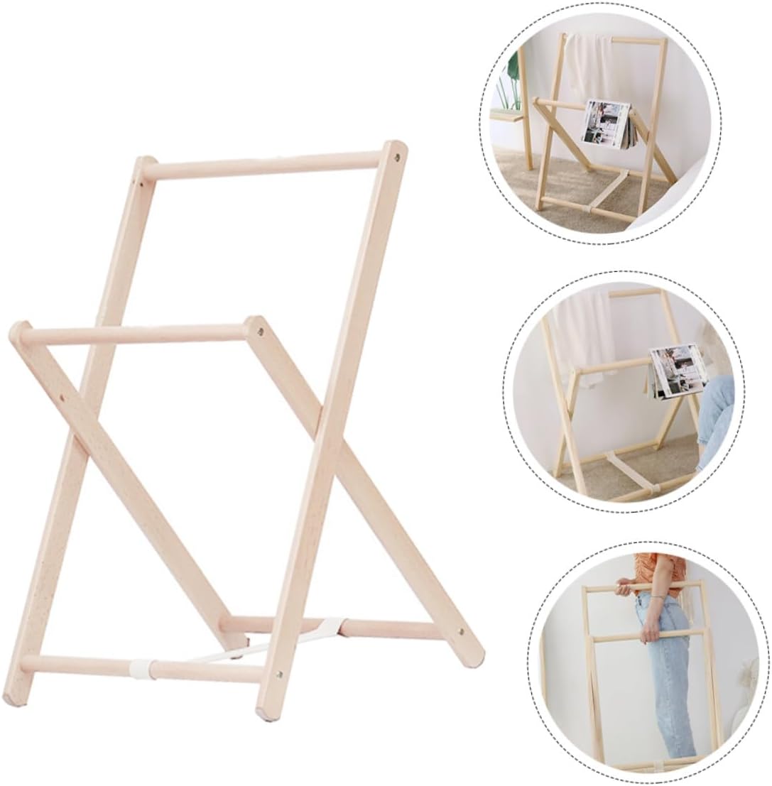 FOMIYES Wood Clothes Storage Rack with Coat Hanging Stand, Solid Wood Freestanding Garment Rack for Bedroom Entryway, Practical Clothes Organizer with Shelf