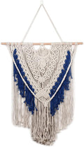Handmade Knotted Bohemian Cotton Tapestry Macrame Wall Hanging Art Tapestry with Tassel for Wedding Home Decoration