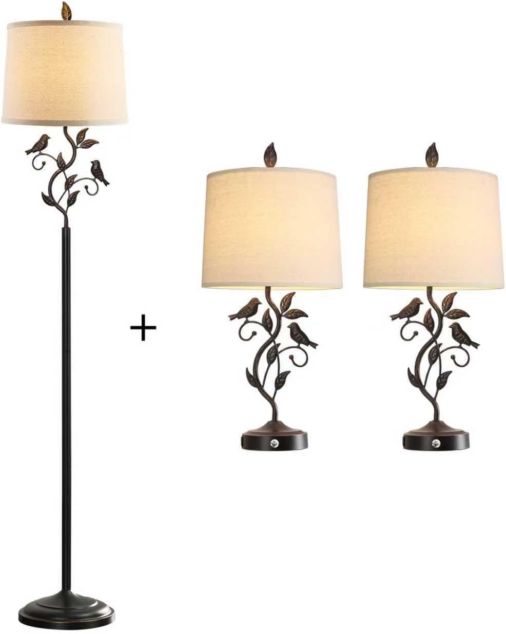 New - Same Matching Floor Lamp - 63'' Floor Lamp + 27'' Table Lamp Set of 2