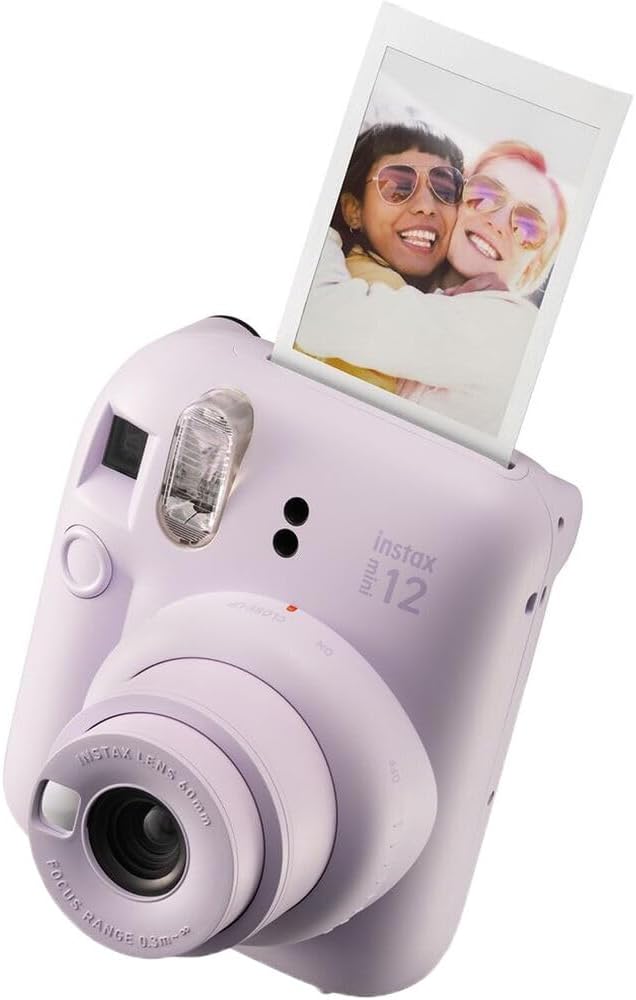 Fujifilm INSTAX MINI 12 Instant Film Holiday Camera Bundle (Lilac Purple) with Instax Mini Film (10 exposures) + Four AA Batteries & Cleaning Cloth (9 Items)