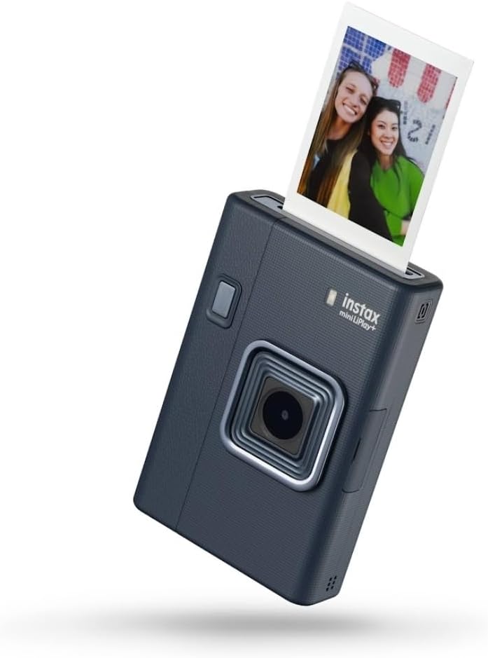 FUJIFILM instax mini LiPlay+ (Midnight Blue) Hybrid Instant Camera Bundle with 20 Exposures Instant Film + Instax Mini Album, Borders, Stickers & Clips + Microfiber Cleaning Cloth (4 Items)