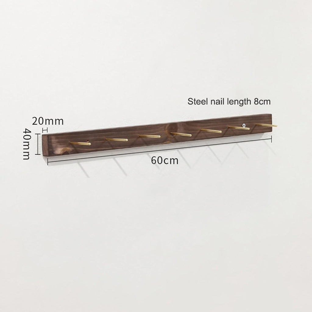 Wall Mounted Jewelry Stand Organizer, Hanging Earring Holder Keyring shelf Bracelets Rings Bangles Display Rack sock holder,For Clothing Store/Retail Store/Jewelry Store(Walnut color 6pcs,60cm)