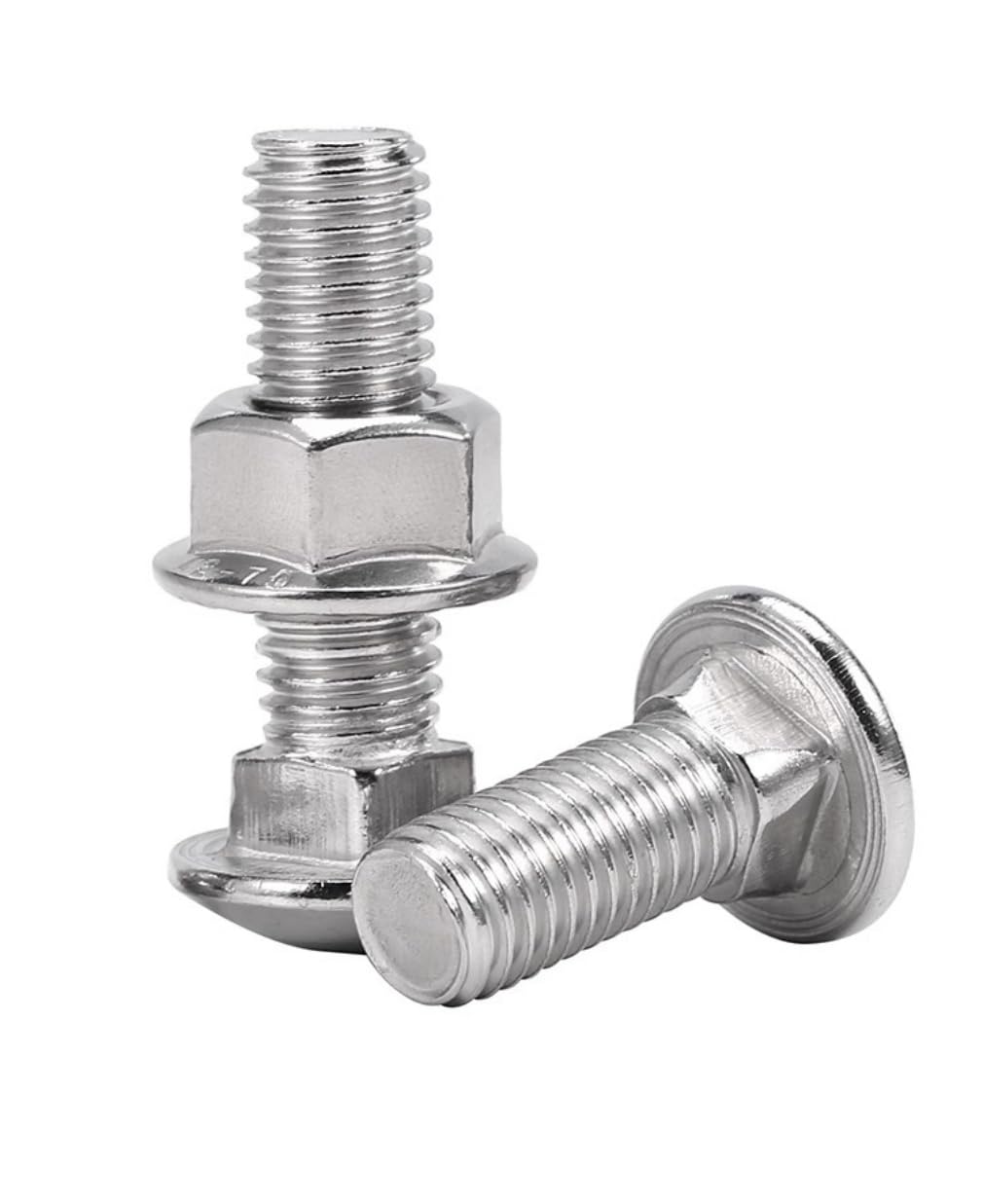 Stainless Steel Carriage Bolts Screws Round Head Square Neck and Hex Flange Nuts,304 Stainless Steel 18-8 Full Thread,M10x30(100sets)