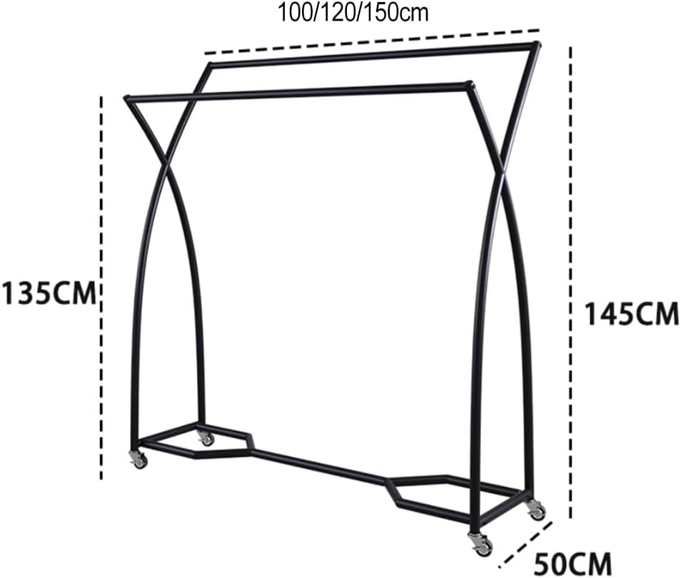 Double Rods Garment Rack with Wheels - Portable Clothing Hanging Garment Rack - Clothing Rack for Hanging Clothes,Gold-120X50X145 Cm