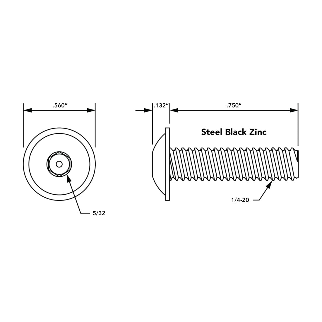 8020, 3066, 10 Series, 1/4-20 x 0.75 Inch 3/4 Inch Flanged Button Head Socket Cap Screw (FBHSCS) 80/20 Steel Bolts (1000)