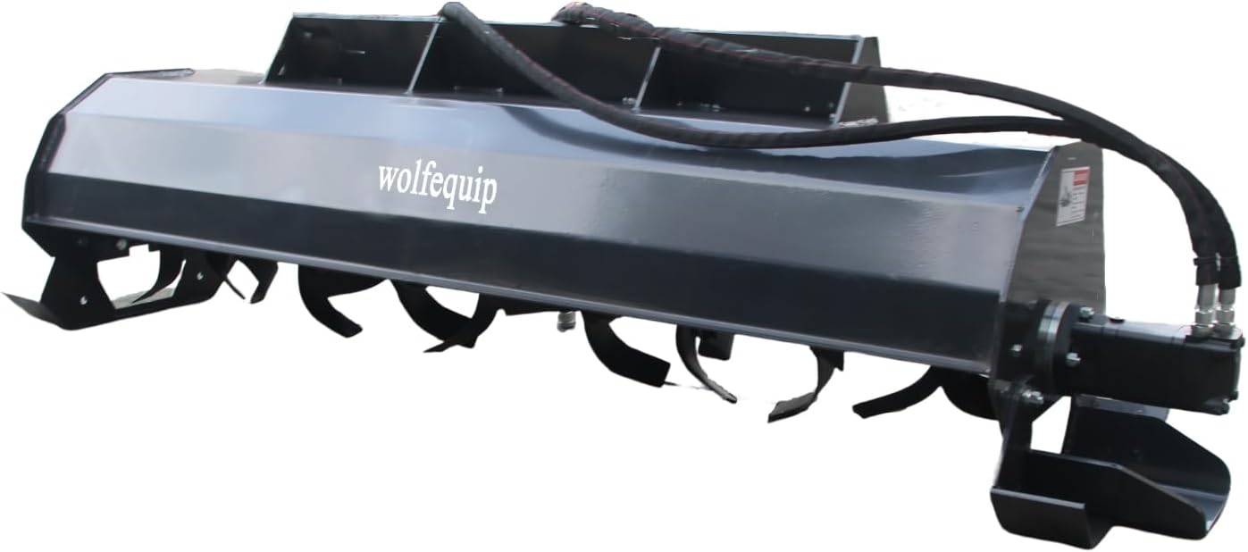 72' Rotary Tiller Hydraulic Skid Steer Attachments Cultivator Garden Lawn with 36Pcs 7' Blade Heavy Duty Quick Attach, US Stock