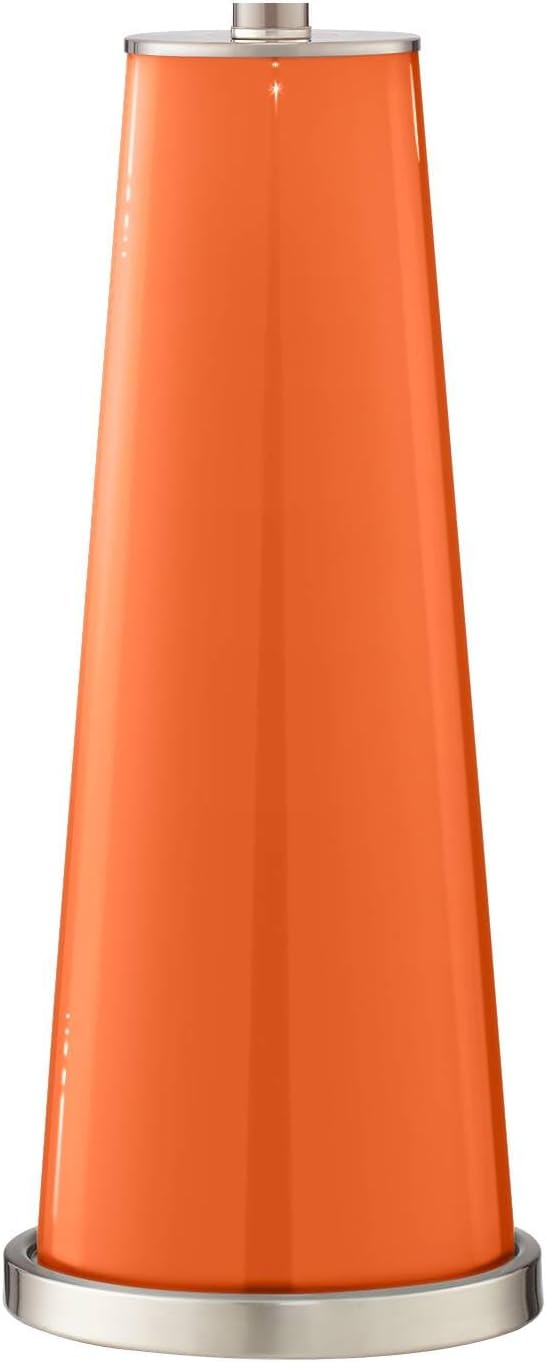 Color + Plus Leo Modern Table Lamps 29 1/2' Tall Set of 2 Invigorate Orange Glass Tapered Column Plain White Drum Shade for Bedroom Living Room House Home Bedside Nightstand Office Family