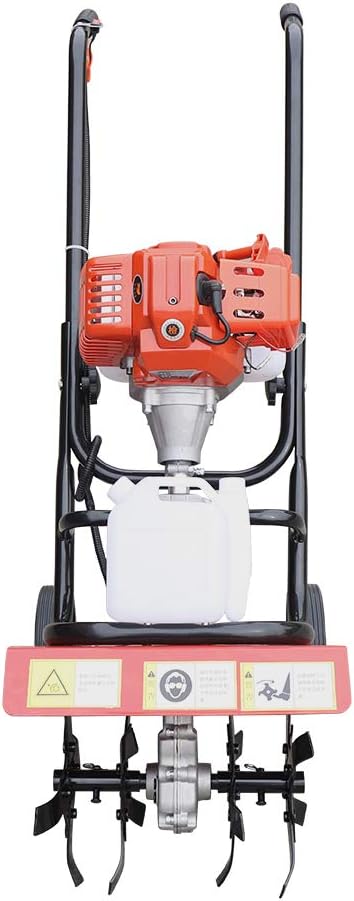 Garden Tiller Cultivator, Powerful 52cc Gas Powered Small Rototillers Air-Cooled 2 Stroke Engine Garden Yard Tilling Tool 9.5' Blade