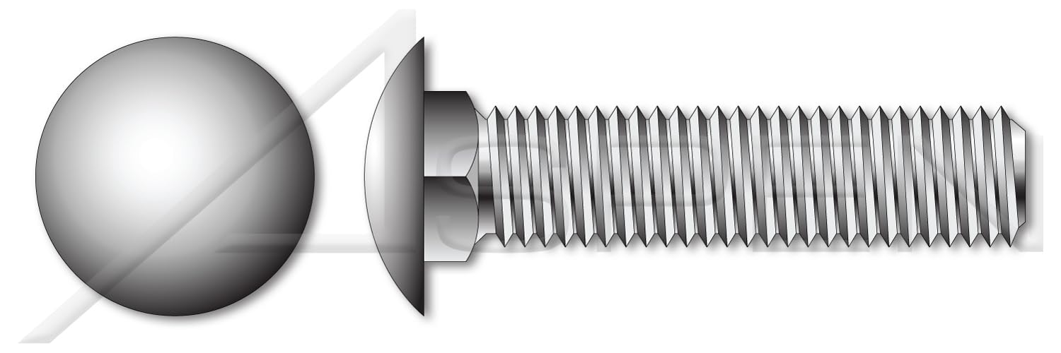 (100 pcs) M8-1.25 X 90mm, DIN 603 / ISO 8677, Metric, Carriage Bolts, Round Head, Square Neck, Full Thread, A4 Stainless Steel