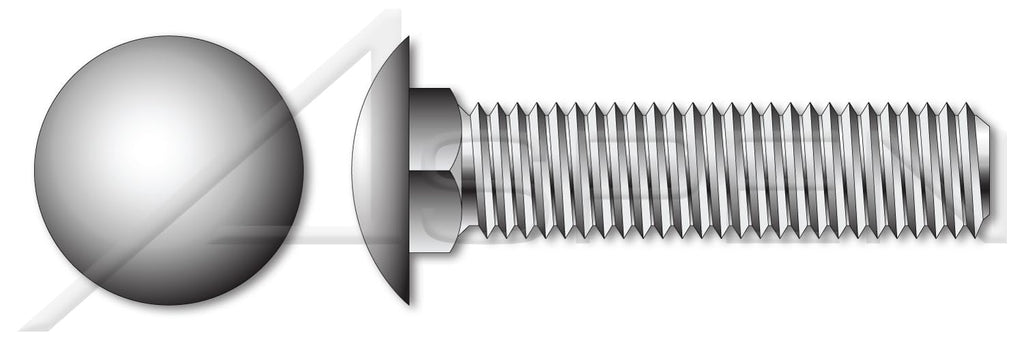(50 pcs) M8-1.25 X 120mm, DIN 603 / ISO 8677, Metric, Carriage Bolts, Round Head, Square Neck, Full Thread, A4 Stainless Steel