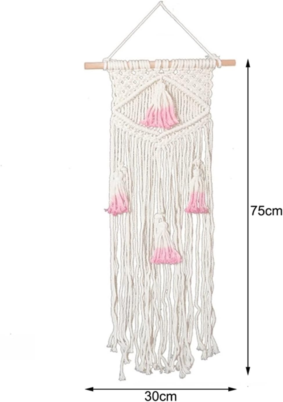 Tapestry Macrame Wall Hanging Tapestry Handwoven Art Macrame Tapestry with Tassel Wedding Home Backdrop Decoration (Ivory)