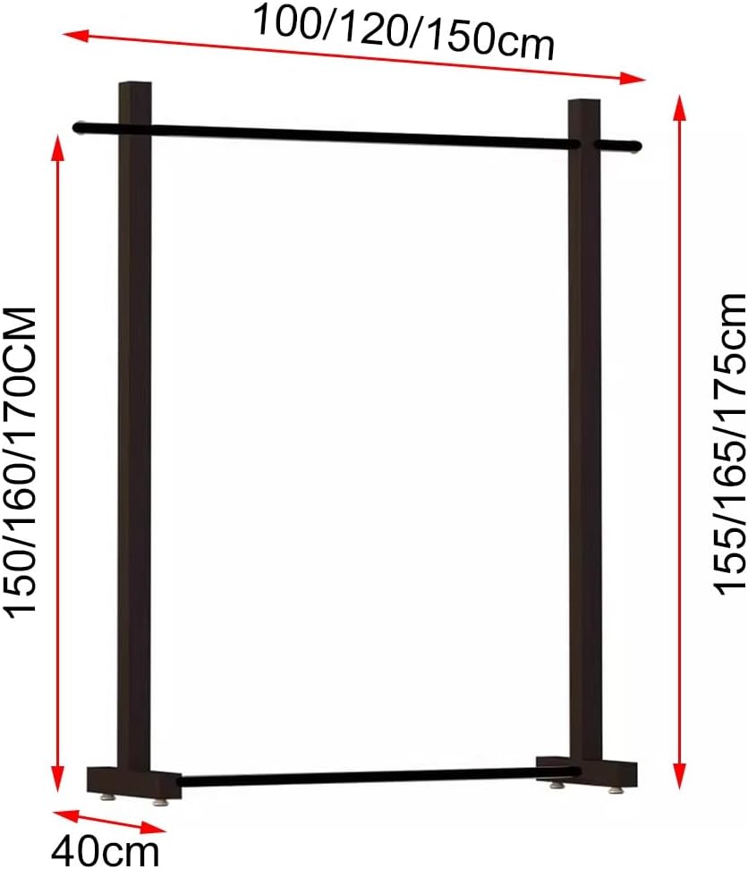 Rygcrud Freestanding Metal Iron Clothing Coat Racks, Heavy Duty Garment Rack - Hanging Clothes Organizer Rail for Display and Storage, Hallway, Entryway(100x40x155cm)