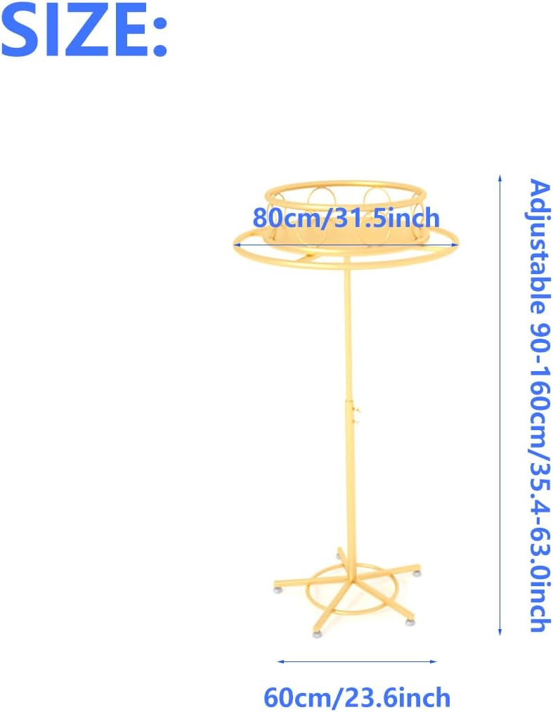 Rotatable Garment Rack, Gold Clothing Retail Display Stand, Floor Standing Metal Garment Rack, for Hanging Clothes Coats Skirts,outer diameter 80cm