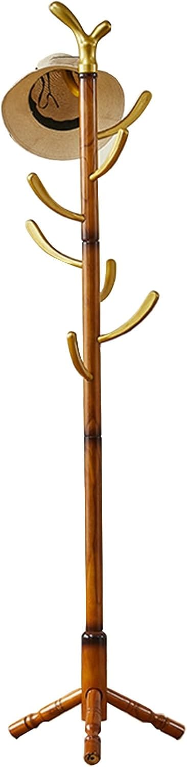 Clothing Rack Stand, Freestanding Coat Hanger, Garment Racks, Wooden Coat Stand, Coat Tree, Coat Rack for Hallway Entryway, Bedroom for Clothes Hats, Bags With Stable Base, Solid Wood(Brown)