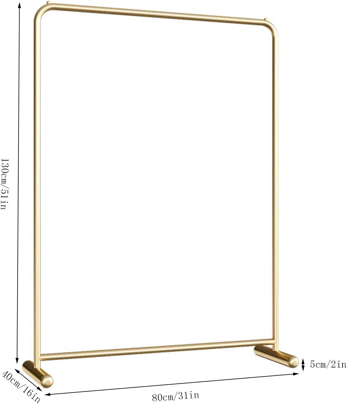 Gold Clothing Rack Industrial Pipe Clothing Rack Retail Clothing Display Stand Garment Rack for Hanging Clothes Clothing Display Stand Clothing Standing Rack for Balcony (Gold 80cm)